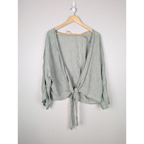 Christian Siriano New York Linen Blend Top Tie Resort Boho Women One Sz Cover138 - Picture 1 of 8